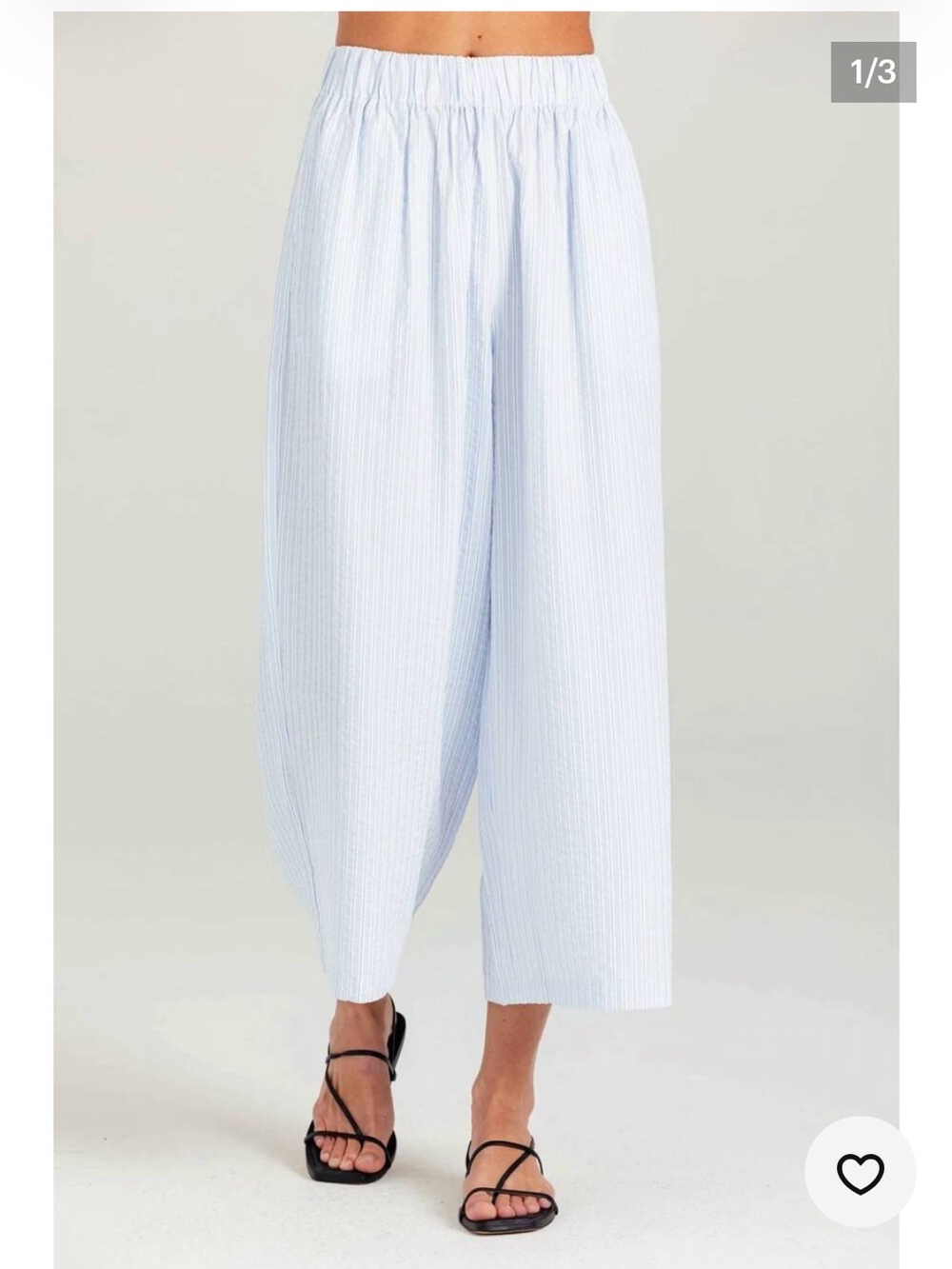 sundays Pale Blue Cropped Wide-Leg Pants